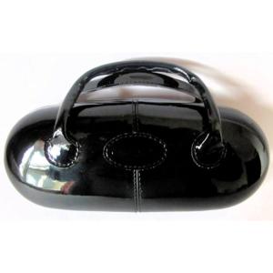 Black Patent Leather Look Spectacle Case, Handbag Style. 