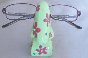 Ceramic Spectacle Holder. Green and Red.  Attractive, Safe Resting Place for your Glasses. 