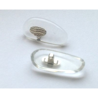 Hilco Clear Acetate Nose Pads with Metal Insert ~ 1x Pair 'D' Shape 17mm  Silver, Push or Screw Fit