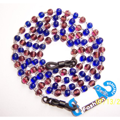 CHADES by URSULA GLASS BEAD SPECTACLE CHAIN ~ Blue / Red