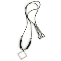 B&S Spectacle Dangler Leather Discs, Silver Beads ~ BUDAPEST 0526 01