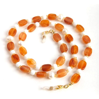 HILCO SEED BEAD & PEARL SPECTACLE CHAIN ~ 08/227/1000 Amber