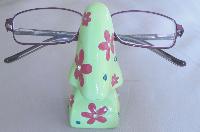 Ceramic Spectacle Holder. Green and Red.  Attractive, Safe Resting Place for your Glasses. 