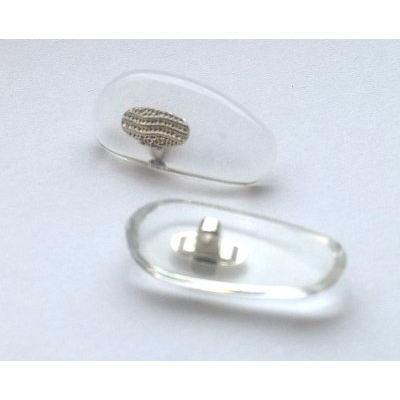 Hilco Clear Acetate Nose Pads with Metal Insert ~ 1x Pair 'D' Shape 20mm Silver 25/714/100