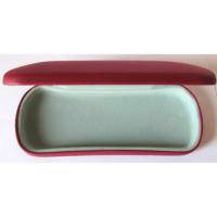 Red, Matte, Faux Leather, Metal Spectacle Case with Soft Plush Lining. Medium